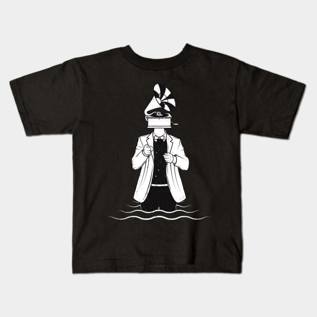 Music Man Gramophone Kids T-Shirt by Yeroma